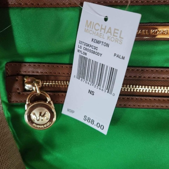 NWT Michael Kors Kempton Palm Green Nylon Cross Body Bag - Picture 3 of 7